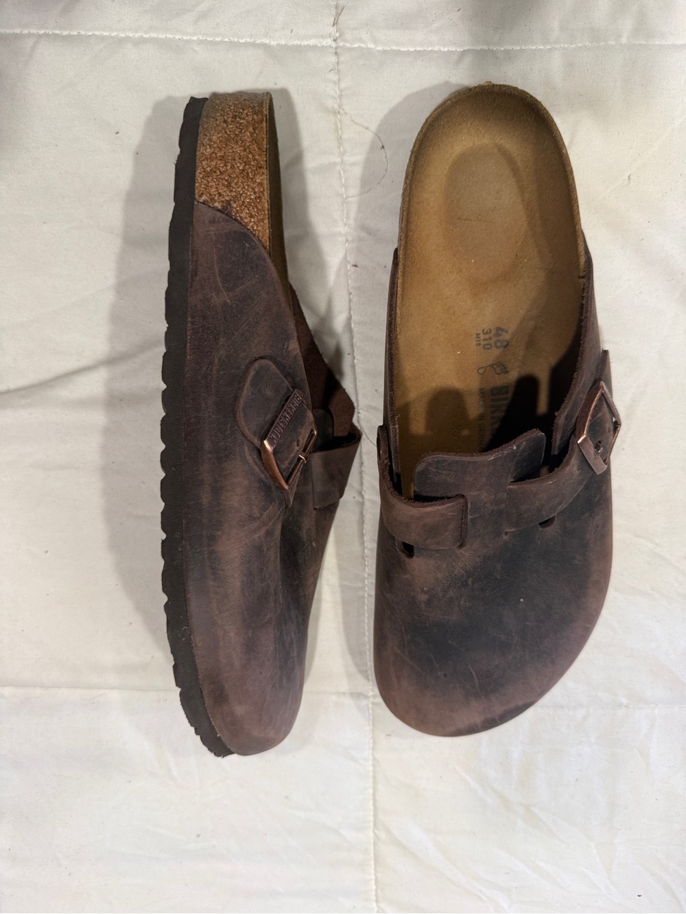 Birkenstocks Brown Leather Slip-On Clogs with Buckles (size 48) - Picture 2 of 3
